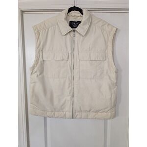 CALLA Women's Cream Puffer Vest Full Zip‎ Pockets large minimalist athletic